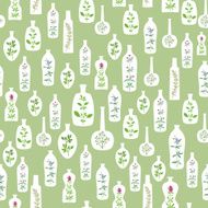 Aromatic Plants And Bottles Seamless Background