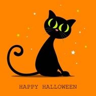 Vector Black Halloween Cat N2