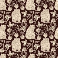 Seamless vector pattern with bears and strawberries