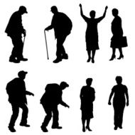 Vector silhouette of old people N97