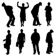 Vector silhouette of old people N98