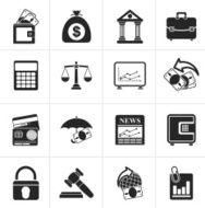 Black Business finance and bank icons N2