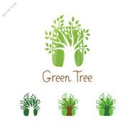 Green Tree vector logo design Garden concept Eco icon