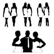 Best friends and couples silhouette vector