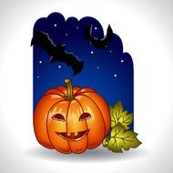 Halloween background with pumpkin and bats