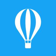 Hot air balloon vector icon modern minimal flat design style N3