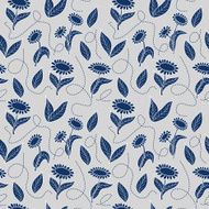 Traditional blue seamless sunflowers background