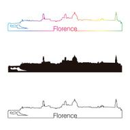 Florence skyline linear style with rainbow