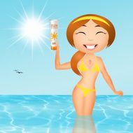girl with sun cream