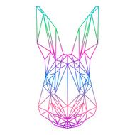 polygonal abstract rabbit silhouette drawn in one continuous line