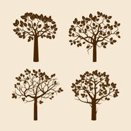 Set of Brown Trees and Cream Background