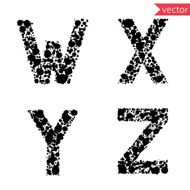 decorative letters W X Y Z made from drops