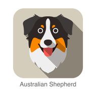 Australian shepherd dog face flat icon series