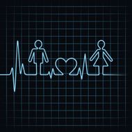 Heartbeat make male female and heart symbol