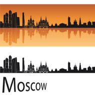 Moscow skyline in orange background