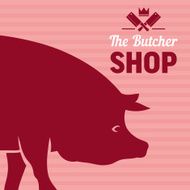 Butcher shop sign with silhouette of pig N2