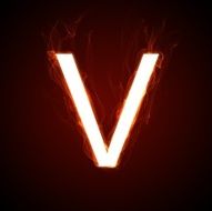 Fiery font - letter V