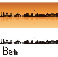 Berlin skyline in orange background