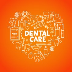 Dental care symbols in the shape of heart N4