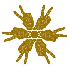 Six victory hands abstract symbol with hexagonal star vector