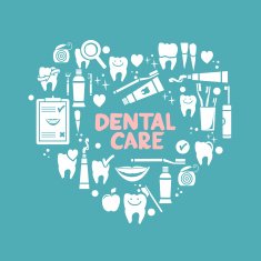 Dental care symbols in the shape of heart N6