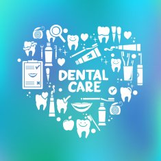 Dental care symbols in the shape of heart N7