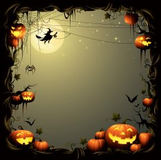 halloween pumpkin pile - border