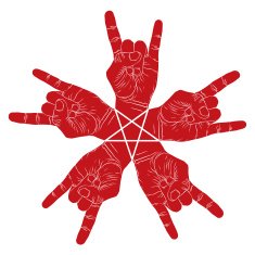 Five rock hands abstract symbol with five point star