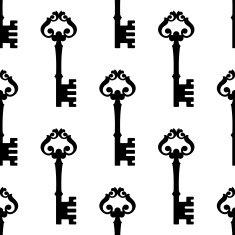 Old-fashioned ornate key seamless pattern