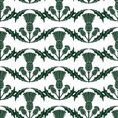 Scottish Thistle Wavy Repeating Pattern In Dark Green