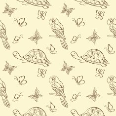 Seamless pattern animals contours N2