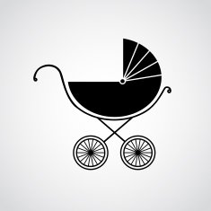 Silhouette of baby pram Vector illustration Beautiful background