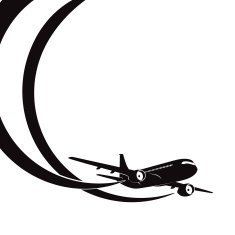 Airplane's silhouette on white background