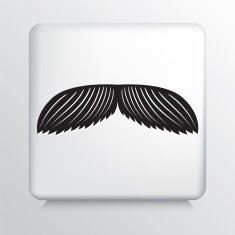 Square Icon With Large Moustache Black Silhouette N2