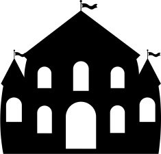 Palace or Castle Silhouette with Fluttering Flags N2