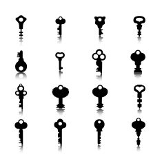 Set of Antique Keys Silhouettes