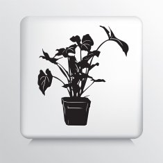 Square Icon with House Plant in Pot Black Silhouette