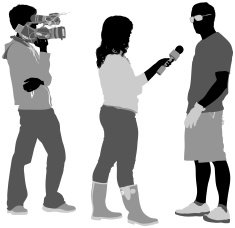 TV reporter taking interview of a man