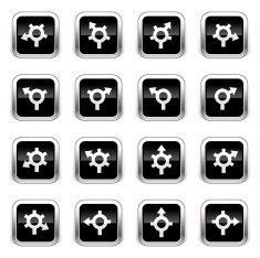 Supergloss Black Icons - GPS Roundabout Arrows N2