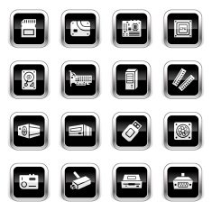 Supergloss Black Icons - Coputer Parts