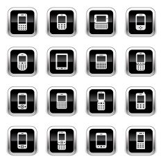 Supergloss Black Icons - Mobile Devices