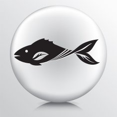 Round Icon With Fish And Leaf Fins