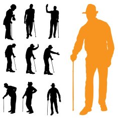 Vector silhouette of old people N88