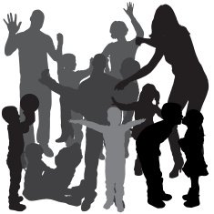 Vector silhouette of a family N177