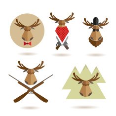Deer heads abstract isolated on a white backgrounds vector illustration