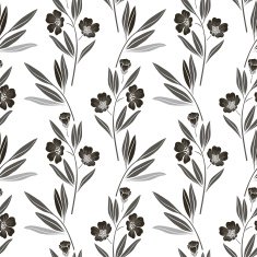 Monochrome seamless pattern of abstract flowers N26