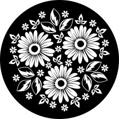White flower ornament on a black background Vector illustration