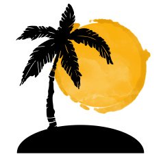 Coconut palm tree and watercolor