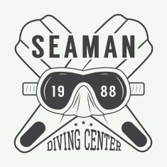 Diving logo label in vintage style N2