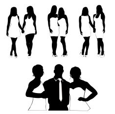 Best friends and couples silhouette vector